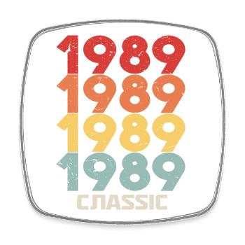 1989 Jubiläum im klassischen Vintage-Stil 1989 - Viereckiger Kühlschrankmagnet - Weiß - Vorne