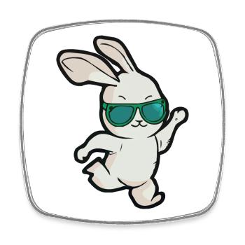 Danses de lapin de Pâques avec lunettes de soleil - Magnet carré - blanc - Devant