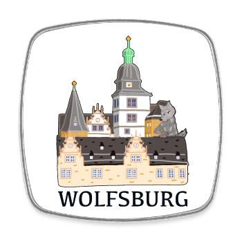 Wolfsburg, Schloss - Viereckiger Kühlschrankmagnet - Weiß - Vorne