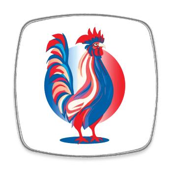 Coq Bleu Blanc Rouge Emblème de La France - Magnet carré - blanc - Devant
