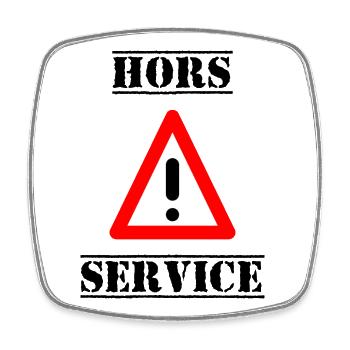 PANNEAU. DANGER. HORS SERVICE. HUMOUR. DRÔLE - Magnet carré - blanc - Devant