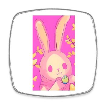 Pastell Osterhase Rosa Osterei - Viereckiger Kühlschrankmagnet - Weiß - Vorne