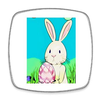 Neon Osterhase mit Osterei im Gras - Viereckiger Kühlschrankmagnet - Weiß - Vorne