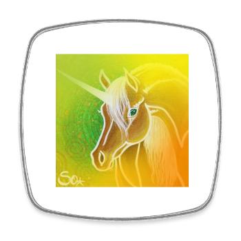 Gentle golden unicorn - Sonja Ariel von Staden - Square fridge magnet - white - Front