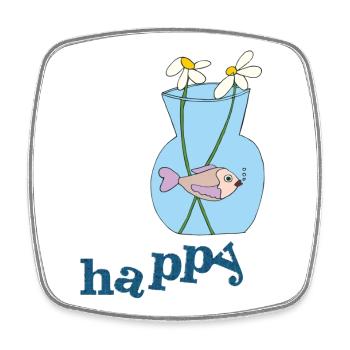 Fish in a jar Happy - Square fridge magnet - white - Front