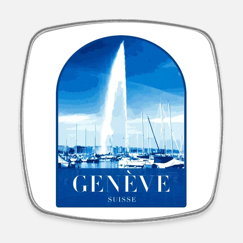 Geneva JetdEau Harbour Motif - Square fridge magnet - white