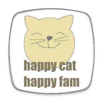 happy cat happy fam - Square fridge magnet - white - Front
