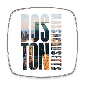 Motif de la ligne d’horizon du centre-ville de Boston - Magnet carré - blanc - Devant
