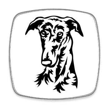 Galgo Kopf - Viereckiger Kühlschrankmagnet - Weiß - Vorne