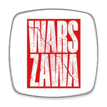 Warszawa Stadtkarte im Schriftzug-Design - Viereckiger Kühlschrankmagnet - Weiß - Vorne