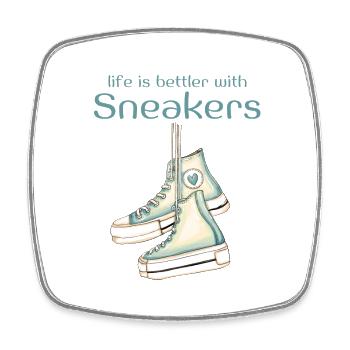 life is better with sneakers Turnschuh - Viereckiger Kühlschrankmagnet - Weiß - Vorne