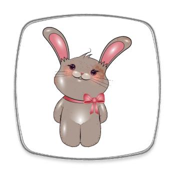 Lapin mignon avec arc dans le style comique - Magnet carré - blanc - Devant