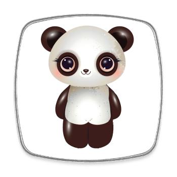 cute panda with pink cheeks in comic style - Square fridge magnet - white - Front