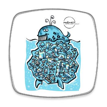 WhaleBerg by . Nemo - Square fridge magnet - white - Front