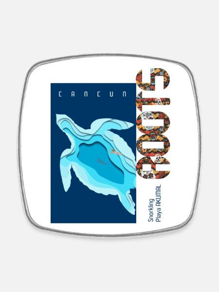Sea turtle snorkeling Roots - Square fridge magnet - white