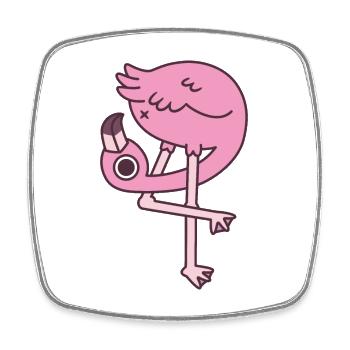Lustiger Flamingo, der auf seinen Hintern schaut - Viereckiger Kühlschrankmagnet - Weiß - Vorne