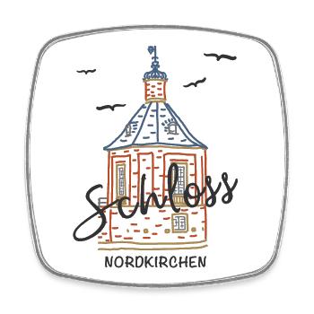 Schloss Nordkirchen, kultiges Türmchen - Viereckiger Kühlschrankmagnet - Weiß - Vorne
