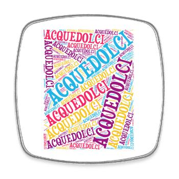 T-Shirt Sicilia Acquedolci T-Shirt Word Cloud T-Shirt - Viereckiger Kühlschrankmagnet - Weiß - Vorne