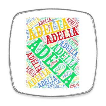Adelia word cloud t-shirt t-shirt gift idea - Square fridge magnet - white - Front