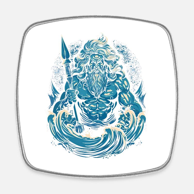 Poseidon - Square fridge magnet - white