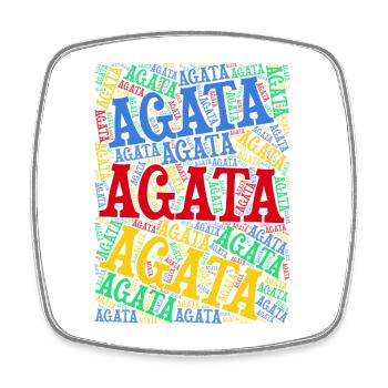 t-shirt Agata word cloud t-shirt gift idea - Square fridge magnet - white - Front