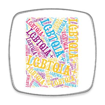 LGBTQIA+ Word T-Shirt Cloud Gay Pride LGBT - Square fridge magnet - white - Front
