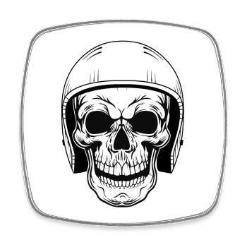 BIKER SKULL - Square fridge magnet - white - Front