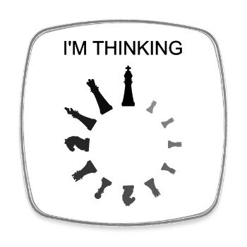 I'm thinking, Chess pieces - Square fridge magnet - white - Front
