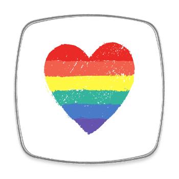 Rainbow Heart & Pride - Viereckiger Kühlschrankmagnet - Weiß - Vorne