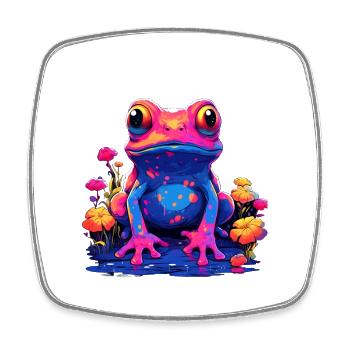 Frosch bunt farbig Tier Ampibie Lurch Teich - Viereckiger Kühlschrankmagnet - Weiß - Vorne