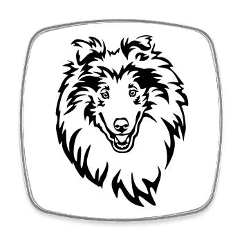 Collie Kopf - Viereckiger Kühlschrankmagnet - Weiß - Vorne