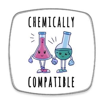 Chimiquement compatible - In Love Chemistry Science - Magnet carré - blanc - Devant