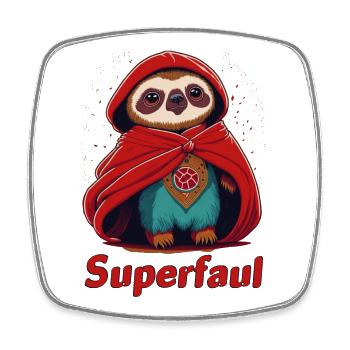 Super paresseux - Magnet carré - blanc - Devant