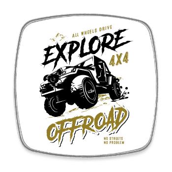 Offroad Abenteuer 4x4 - Geländewagen - Viereckiger Kühlschrankmagnet - Weiß - Vorne