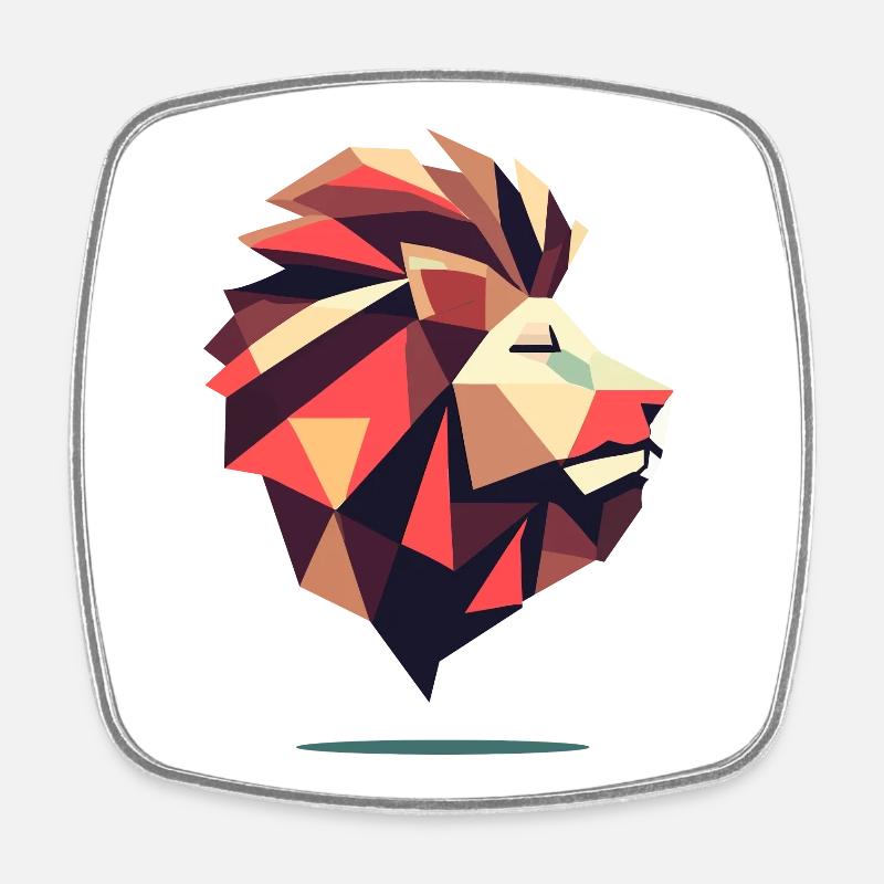 Vertex geometric lion - Square fridge magnet - white