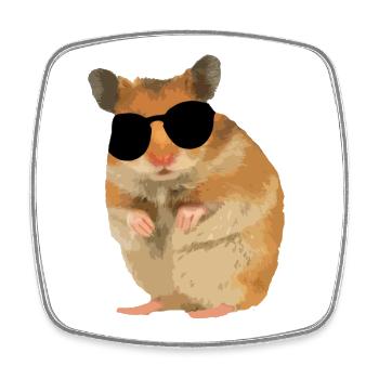 Hamster Menno mit Sonnebrille cool - Viereckiger Kühlschrankmagnet - Weiß - Vorne