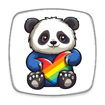 Ours panda | Cœur de fierté | Mignon | LGBTQ+ | - Magnet carré - blanc - Devant