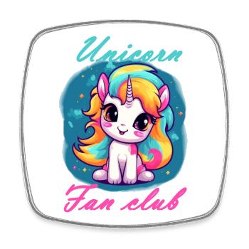 Fan club licorne - Magnet carré - blanc - Devant