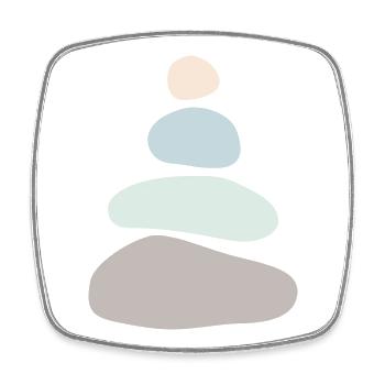 Minimalistischer Steinstapel – Zen Balance Art - Viereckiger Kühlschrankmagnet - Weiß - Vorne