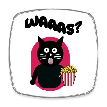 Filme Katze Popcorn Statement Theater Streaming - Viereckiger Kühlschrankmagnet - Weiß - Vorne