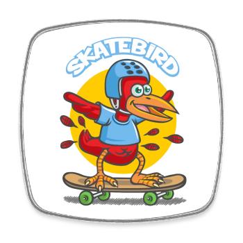 Skatebird - Magnet carré - blanc - Devant
