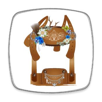 Richly decorated traditional costumes lederhosen illustration - Square fridge magnet - white - Front