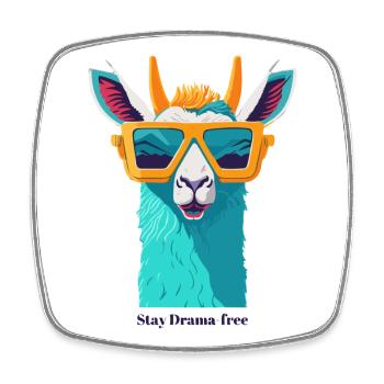 Retro Lama Revolt - Square fridge magnet - white - Front