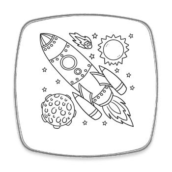 Rakete Weltraum Spaceship - Viereckiger Kühlschrankmagnet - Weiß - Vorne