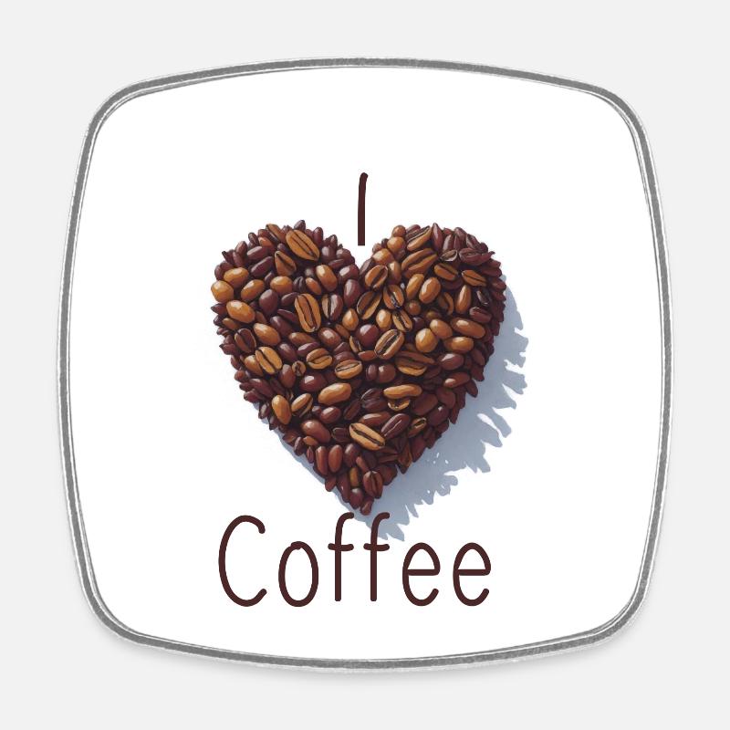 ich liebe Kaffee - Viereckiger Kühlschrankmagnet - Weiß