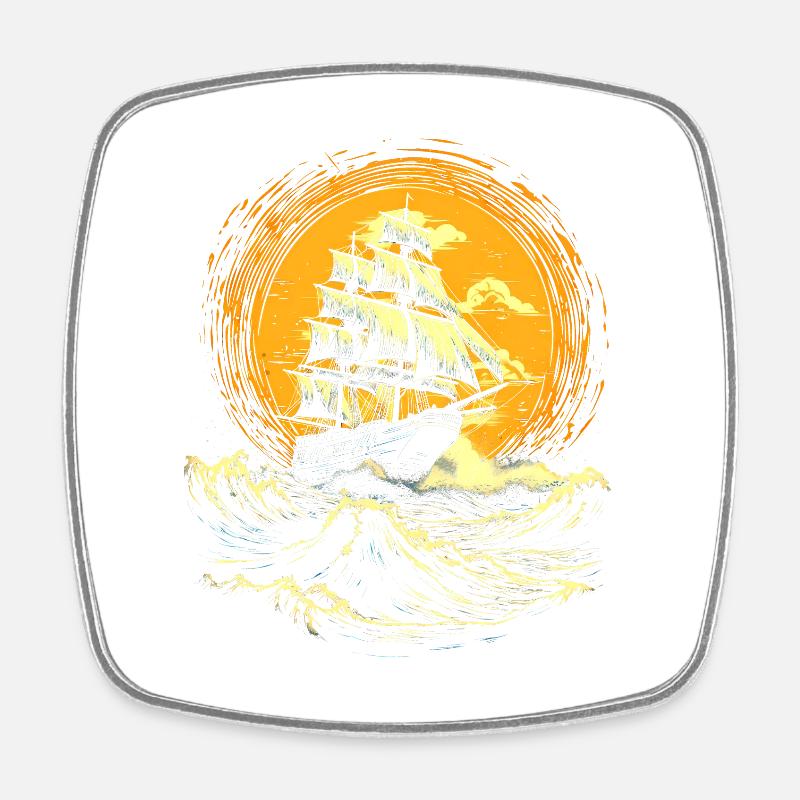 Sea yacht - Square fridge magnet - white