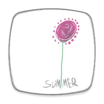 Abstrakte Sommerkristall Blumenillustration - Viereckiger Kühlschrankmagnet - Weiß - Vorne