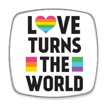 Mois de la fierté LGBT - L’amour tourne le monde - Magnet carré - blanc - Devant