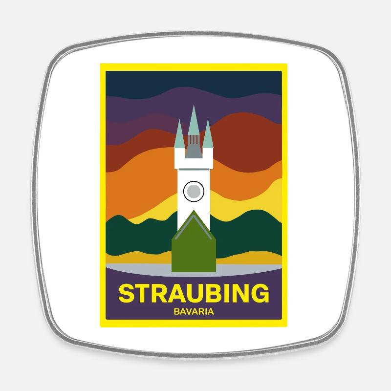 Straubing City Tower, Bavaria, Germany - Square fridge magnet - white