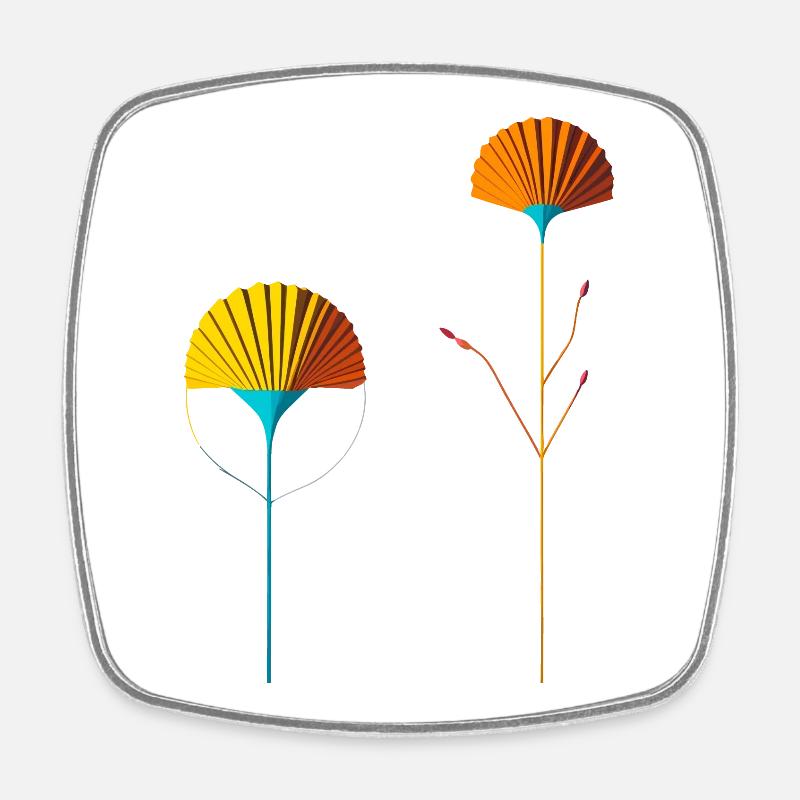 Abstract Color Blossom Fans - Square fridge magnet - white